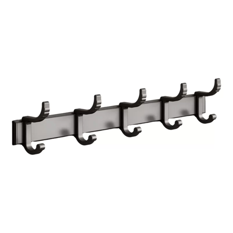 Coat Rack Wall Mounted - 5-linked Double Hooks,Heavy Duty,Stainless Steel,Metal Coat Hook Rail for Coat Hat Towel Purse Robes Mudroom Bathroom Entryway‌ Gray - Image 2