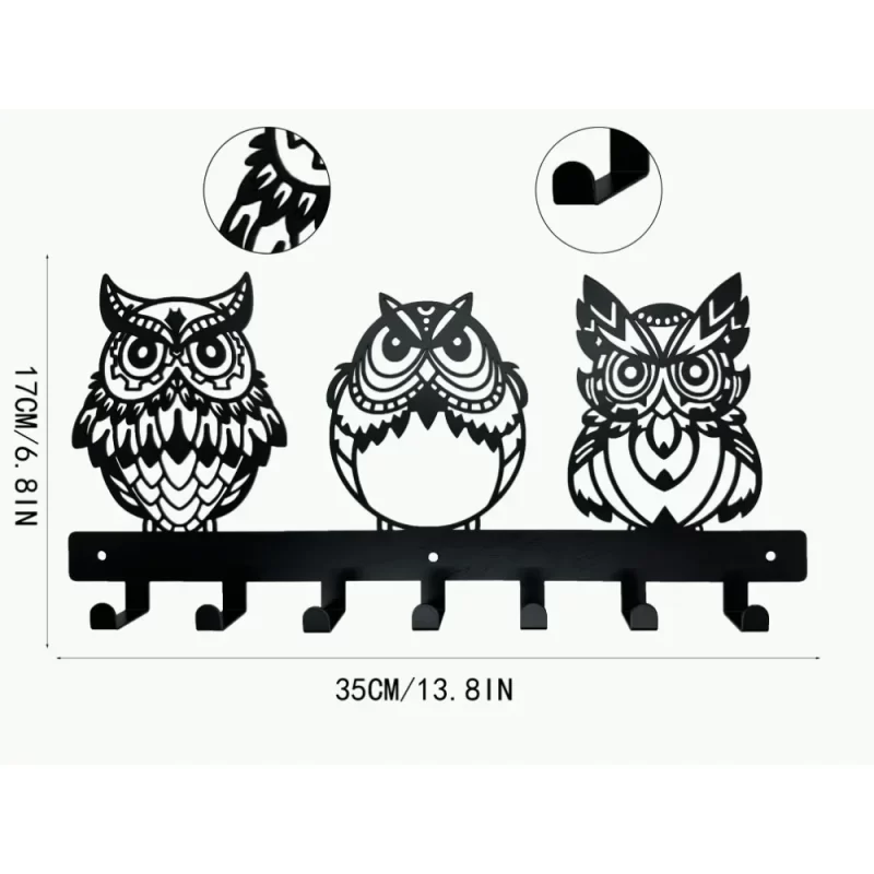 1pc Metal Owl Wall Mounted Coat Rack Household Multipurpose, Decorative Row Hook, Coat Hat Key Rack, Towel Rack, Coat rack