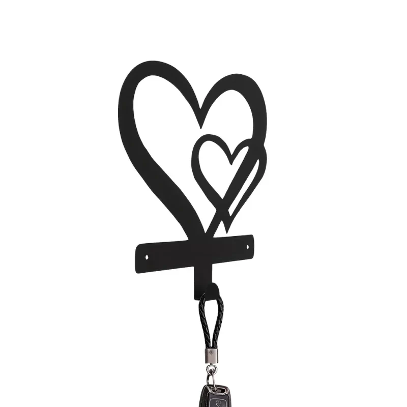 1pc Multi-Purpose Hooks Creative Heart Wall Mounted - Ideal for Organizing Keys, Clothes, Towels，Coat rack Iron Art, Coat Hanger