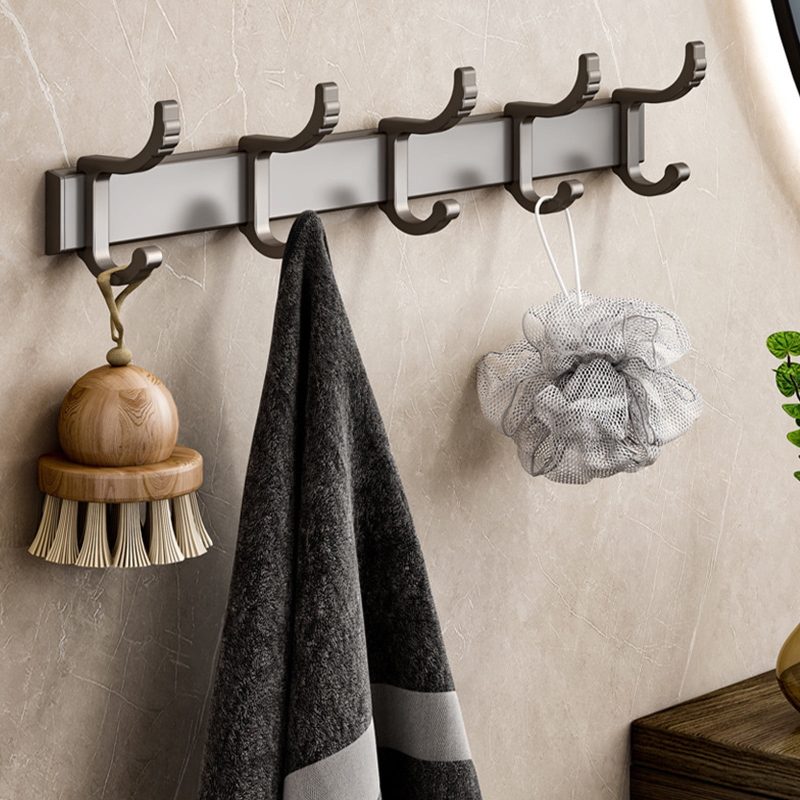 Coat Rack Wall Mounted - 5-linked Double Hooks,Heavy Duty,Stainless Steel,Metal Coat Hook Rail for Coat Hat Towel Purse Robes Mudroom Bathroom Entryway‌ Gray