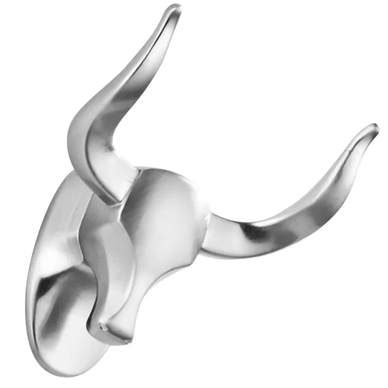 Cow Shaped Wall Hook for Home Use Made of Silver Color No Drilling 4.5 inches