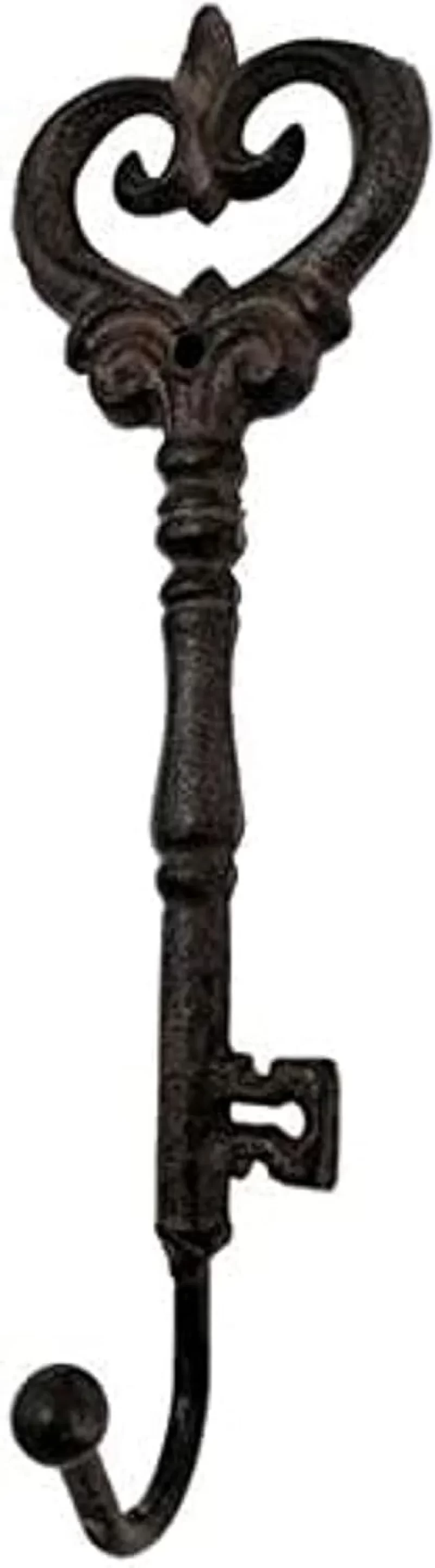 Antique & Vintage Interior Collection Cast Iron Key Single Coat Hook Clothes Rack Wall Hanger - Metal, Heavy Duty, Brown, Recycled, Decorative Gift Idea - Image 2