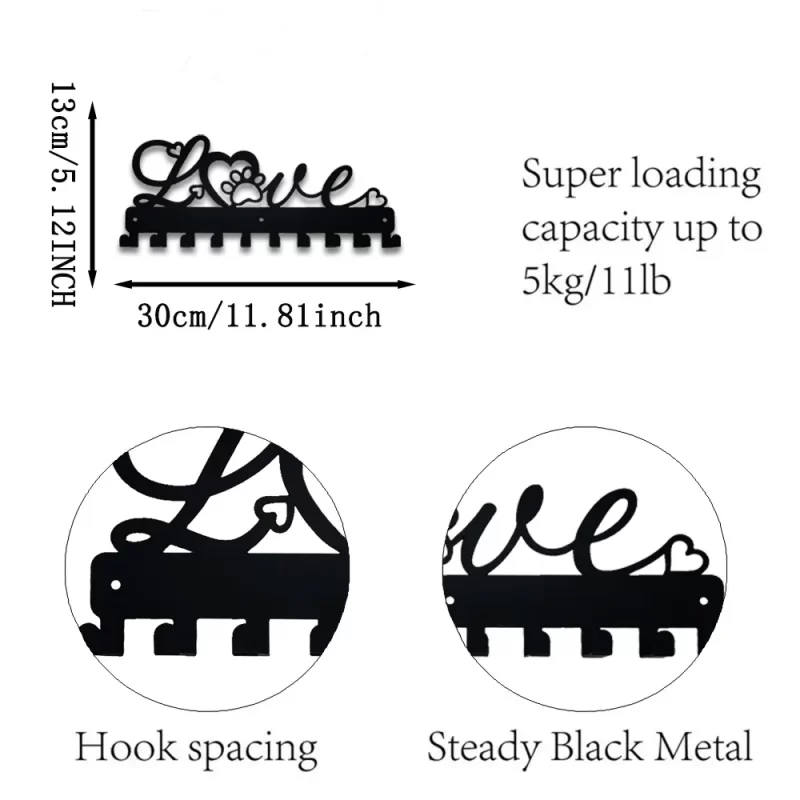 1pc Iron Crafts, Love Design Wall Hook, Metal Art Wall Hook, Key Holder, Coat Hooks, Towel Hook, Wall Decor Wall-mounted - Image 2