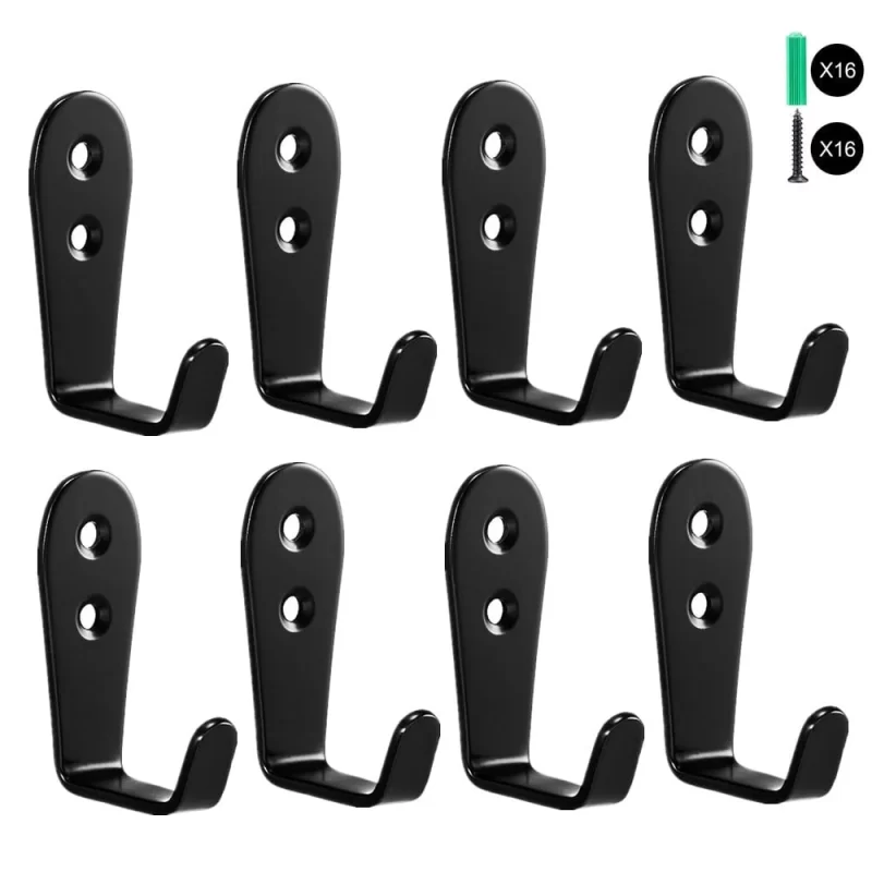 8Pcs Wall Hooks，L-shape Heavy Duty Metal Wall Mounted Coat Rack Hooks for Hanging，Holds Up to 22 lbs for Coat, Bag, Scarf, Towel, Hat