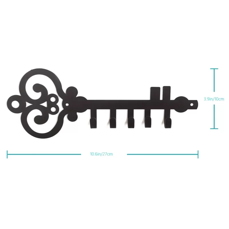 Key Storage Row Hooks for Wall Decorative, Wall Mounted Key Holder, Black Metal Key Organizer Rack Hook for wall - Image 2