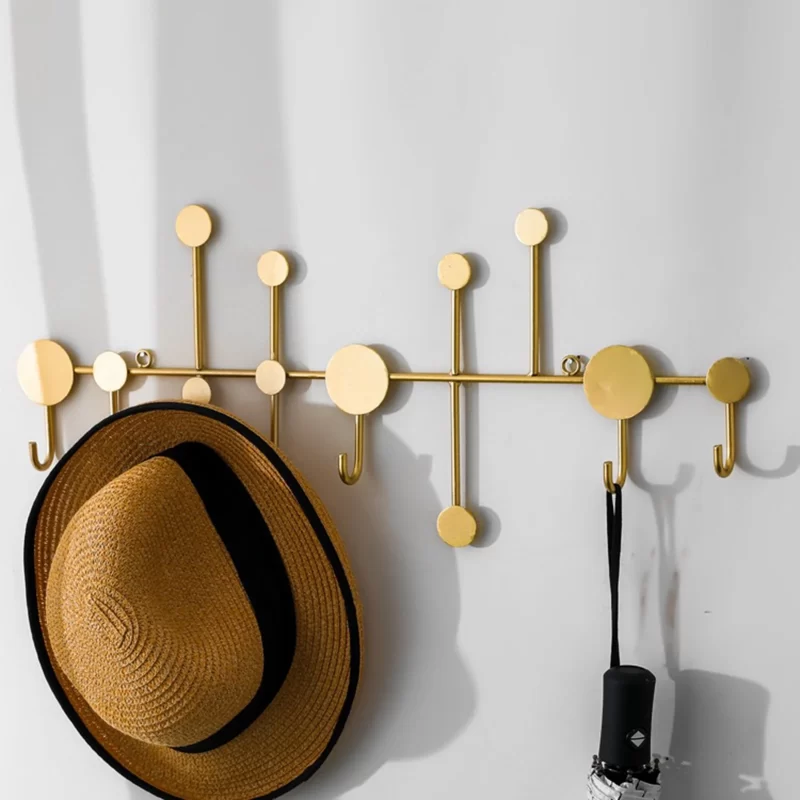 Coat Hooks Wall Mounted, Metal Coat Rack 5-Hook Gold Heavy Duty Entryway Hook, Industrial Style Bedroom Porch Wall Coat Hook for Clothes Hat Key Towel and Bag - Image 2