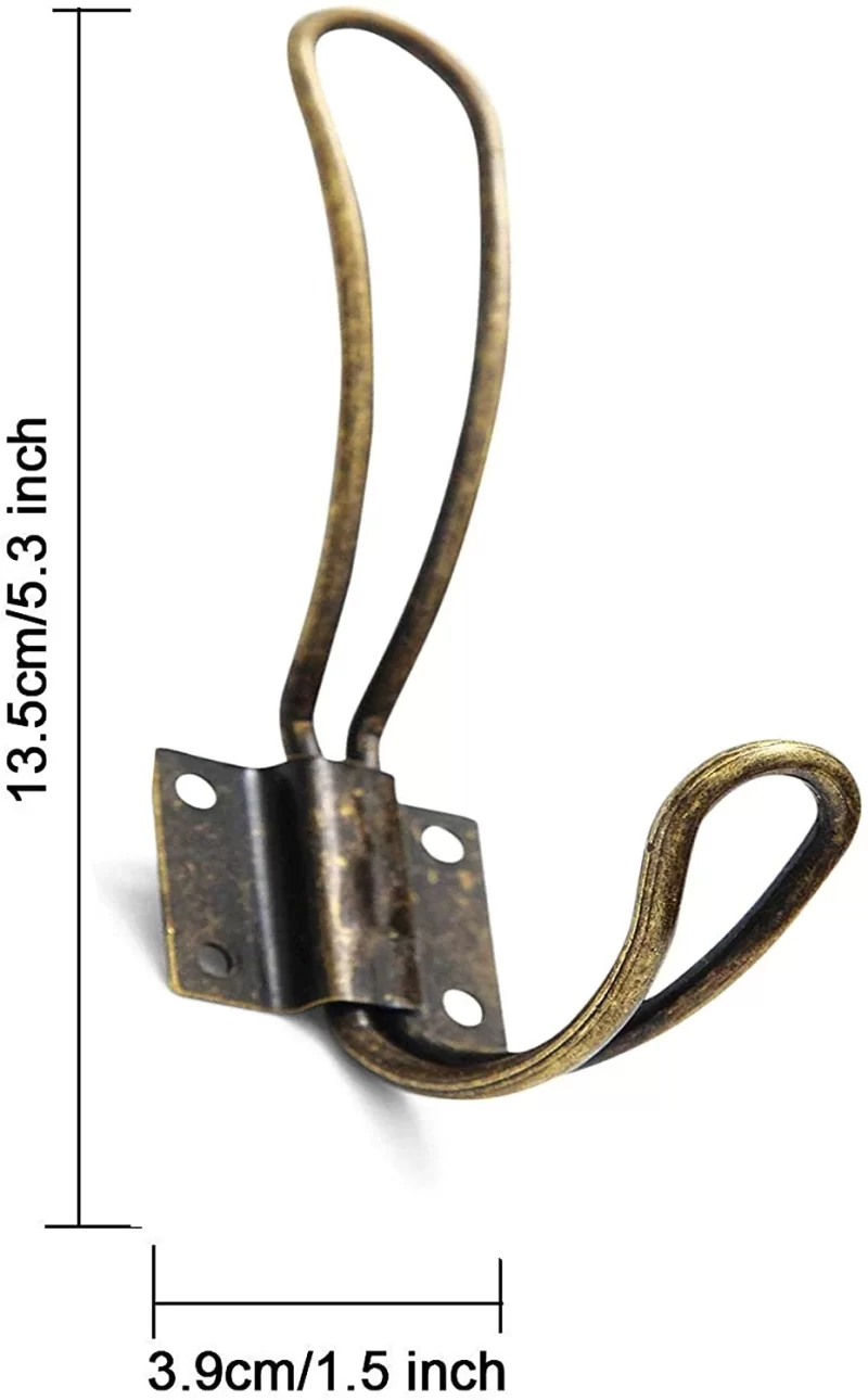 Rustic Coat Hooks Wall Mounted - 10 Pack of Vintage Double Coat Hangers with Large Metal Screws Included - Hard Antique Industrial Heavy Duty Hook Set - Best for Farmhouse Shabby Chic Hanging L