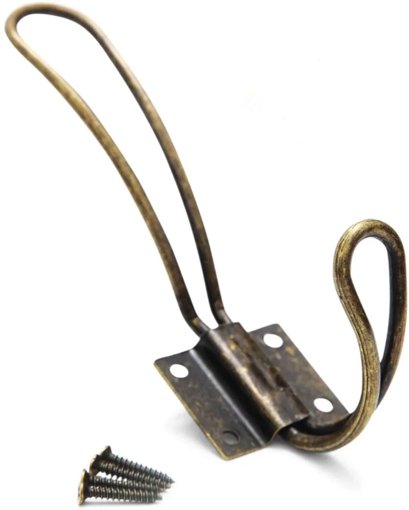 Rustic Coat Hooks Wall Mounted - 10 Pack of Vintage Double Coat Hangers with Large Metal Screws Included - Hard Antique Industrial Heavy Duty Hook Set - Best for Farmhouse Shabby Chic Hanging L - Image 2