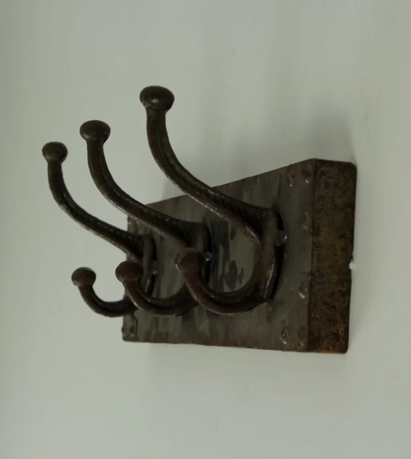 Faux Aged Steel Finish Industrial Style Triple Metal Wall Hook, Gold - Image 2